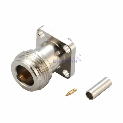 Sealed Connector - N Straight Square Flange Jack Crimp for RG174, RG316, RG188 Cable