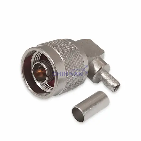 N Right Angle Plug Crimp for RG58, LMR195 Cable