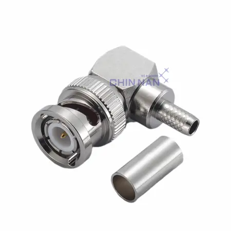 BNC Right Angle Plug Crimp for RG58, LMR195 Cable