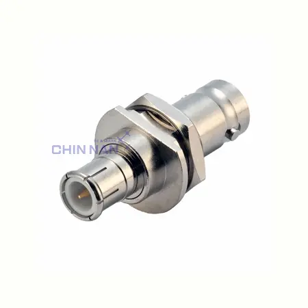 Straight Slide-on BNC Plug to Bulkhead BNC Jack Adapter