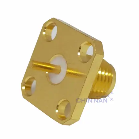 SMA Straight Square Flange Jack Receptacle(Solder Pot Contact)