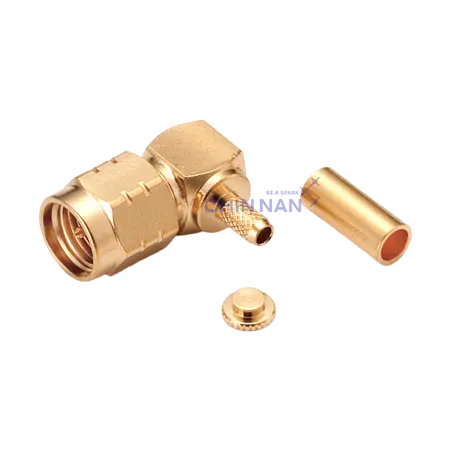 Non-Magnetic SMA Right-Angle Plug Crimp for RG174, RG316, RG188, LMR100 Cable