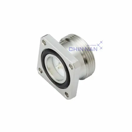 Low PIM 7/16 Straight Square Flange Mount Field Through Jack Receptacle